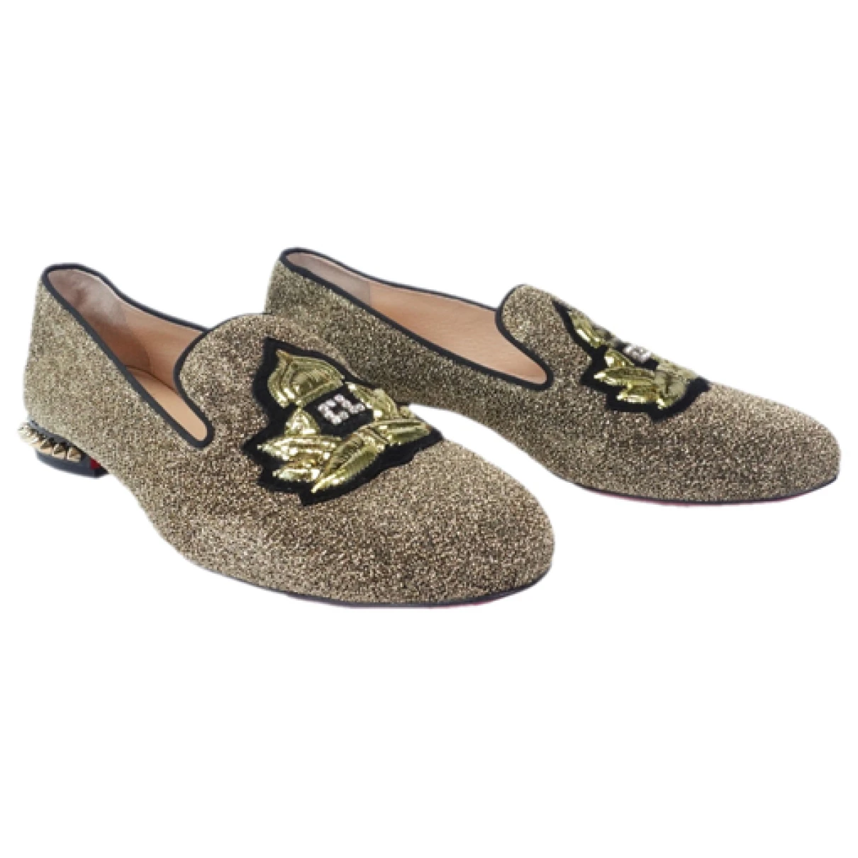 Pre-owned Christian Louboutin Glitter Flats In Gold