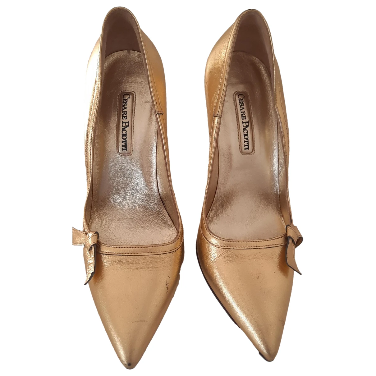 Pre-owned Cesare Paciotti Leather Heels In Gold