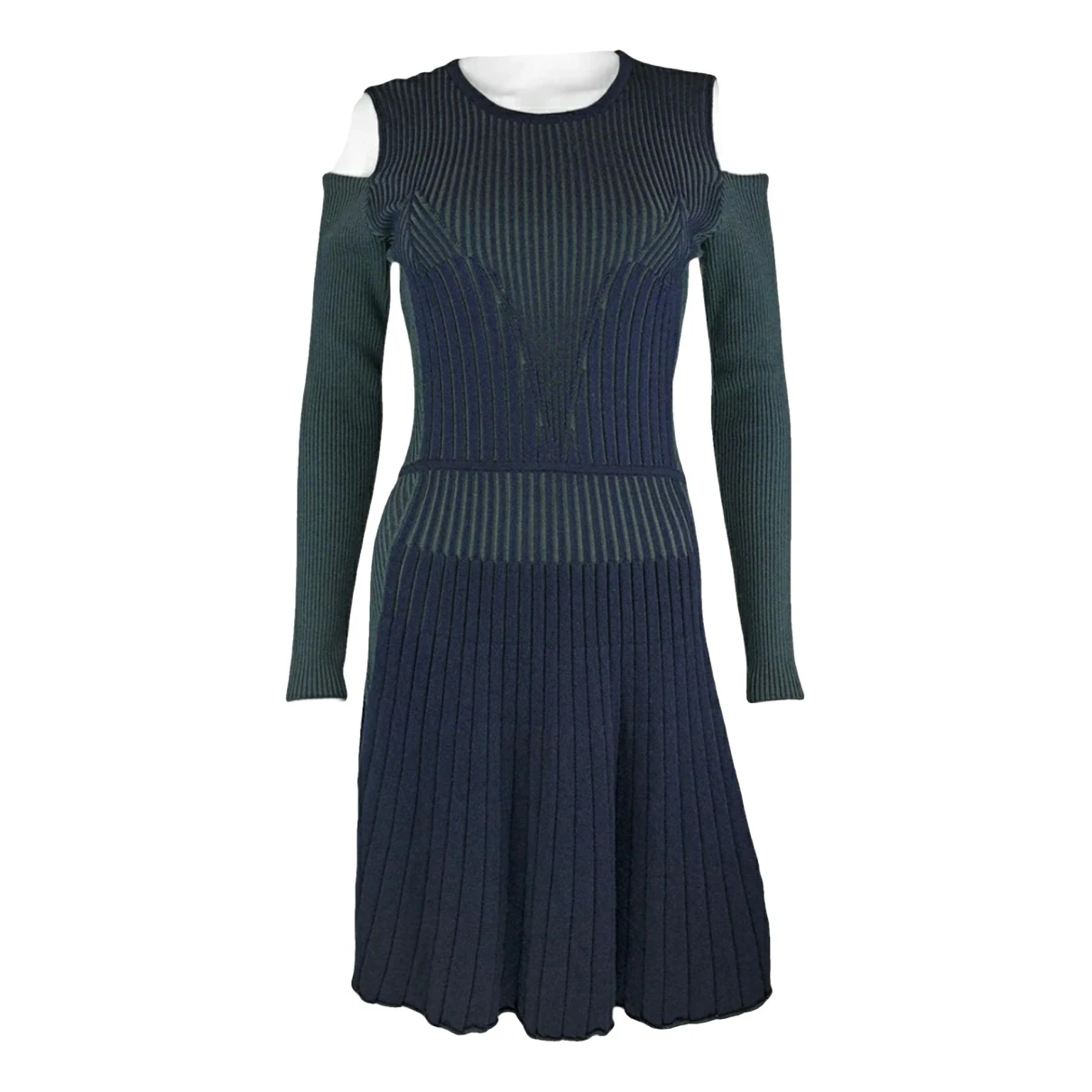 Pre-owned Versace Wool Mid-length Dress In Multicolour