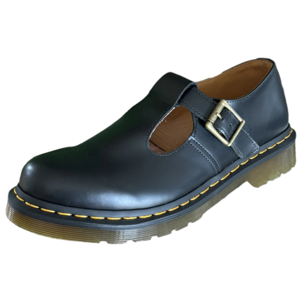 Pre-owned Dr. Martens' Polley Leather Flats In Black