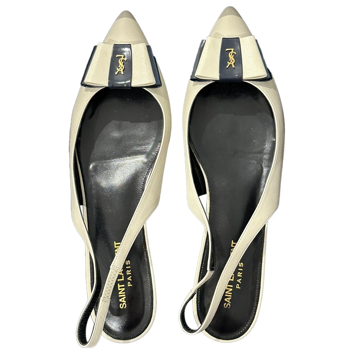 Pre-owned Saint Laurent Leather Flats In Ecru