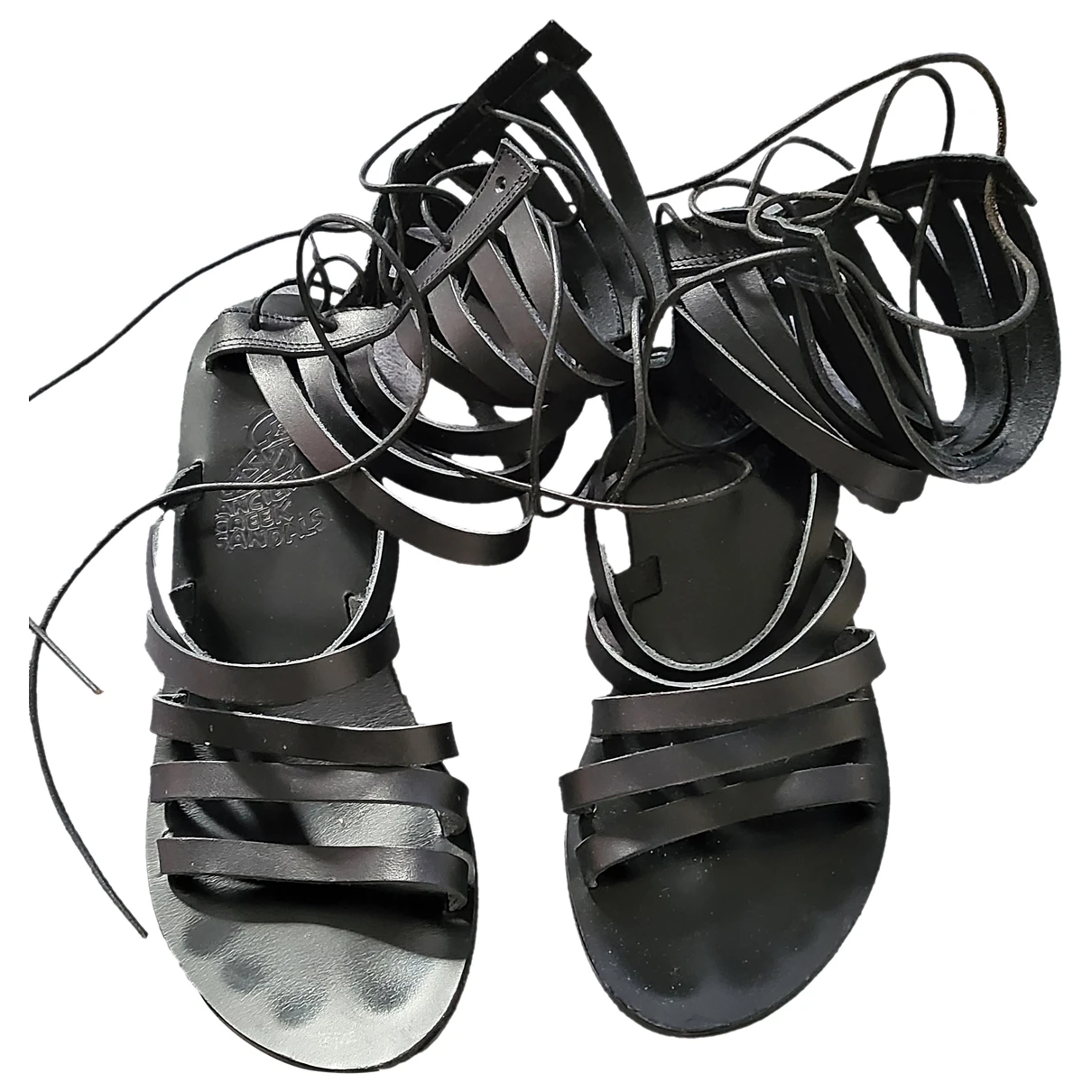 Pre-owned Ancient Greek Sandals Leather Sandal In Black