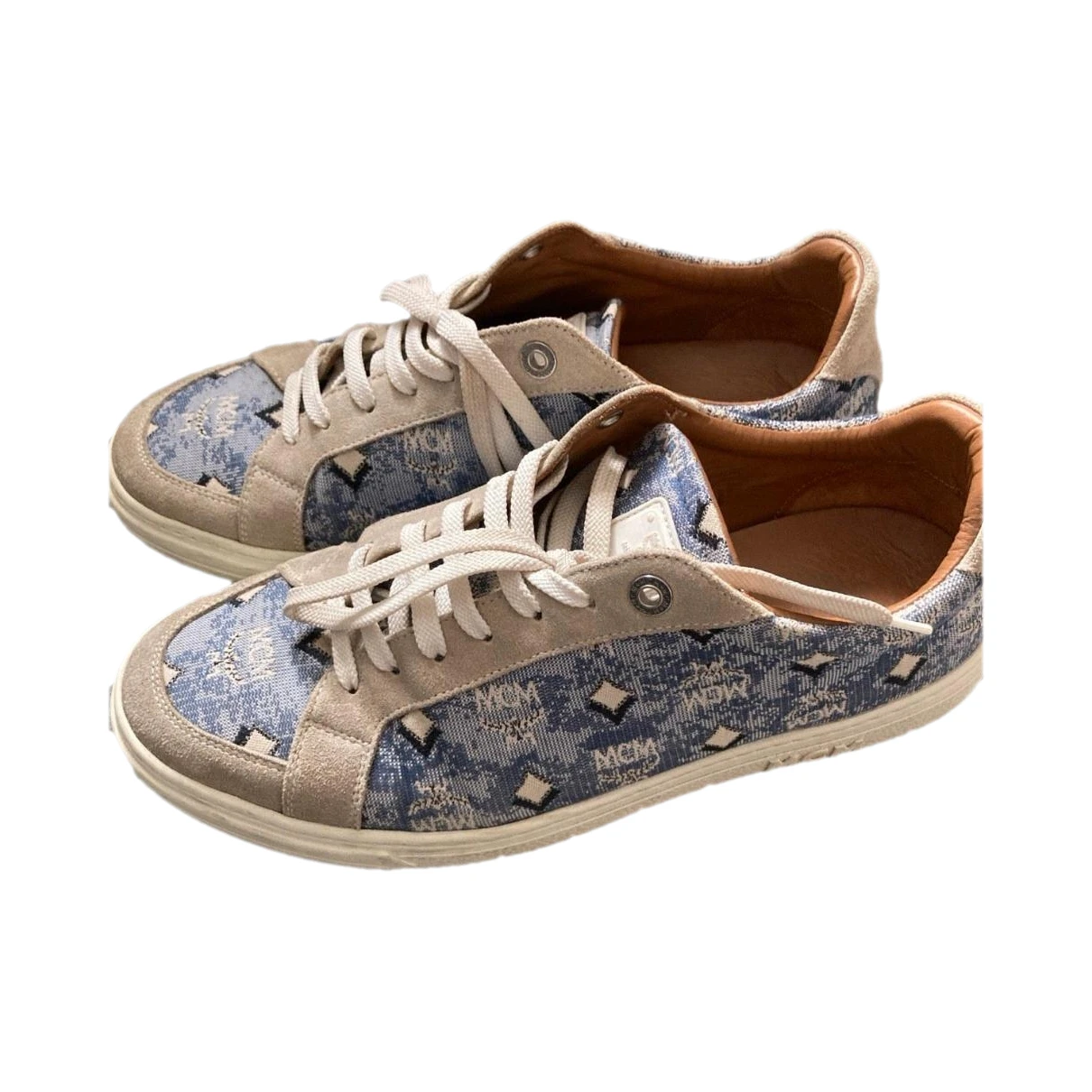 Pre-owned Mcm Cloth Low Trainers In Blue