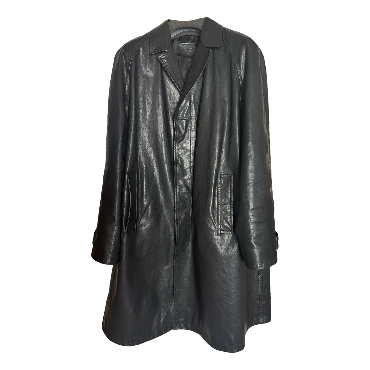 Pre-owned Prada Leather Coat In Black