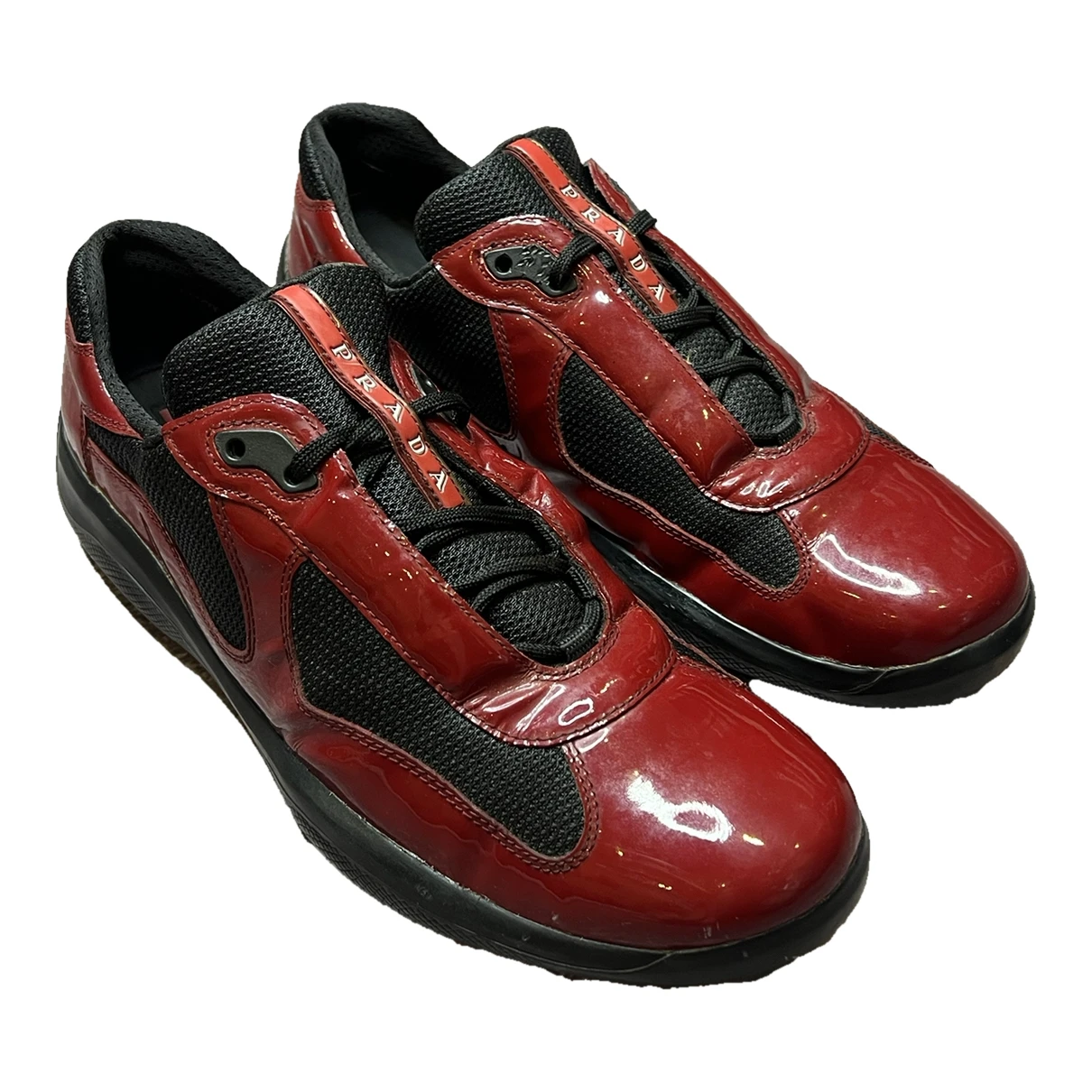 Pre-owned Prada Leather Low Trainers In Red