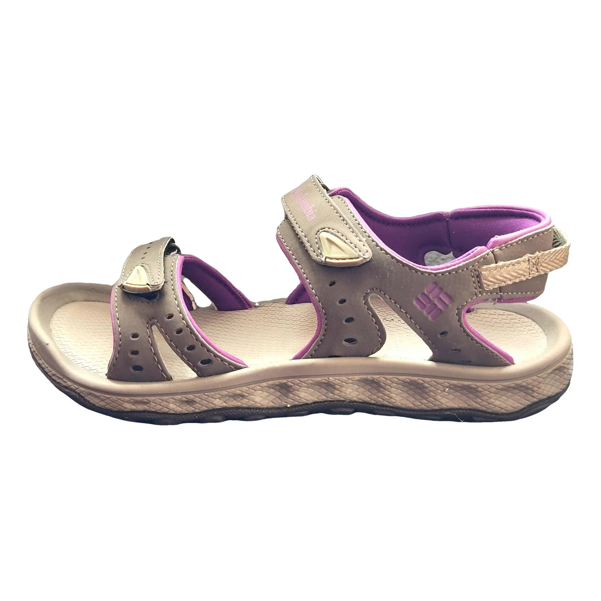 Pre-owned Columbia Vegan Leather Sandals In Khaki