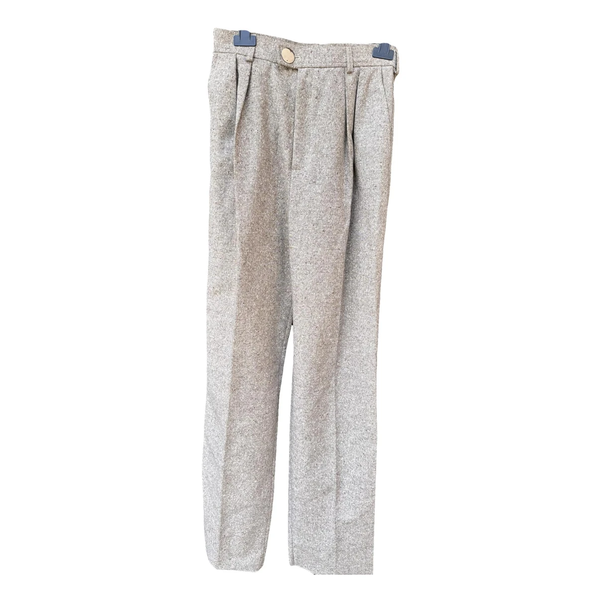Pre-owned Saint Laurent Wool Large Pants In Grey