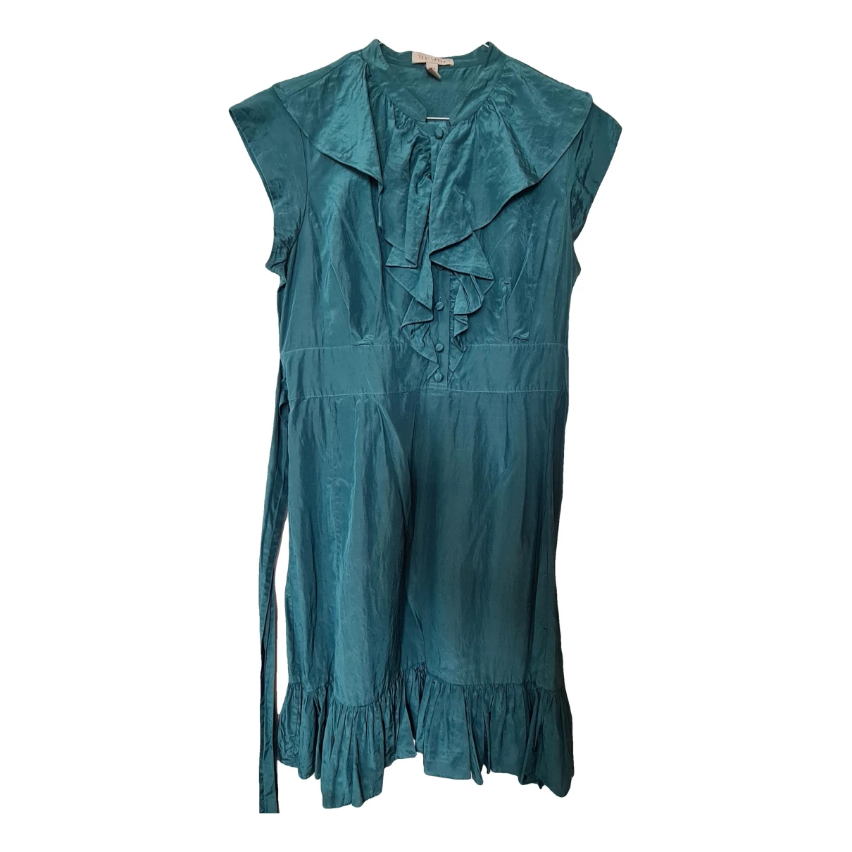 Pre-owned Ted Baker Silk Mid-length Dress In Green