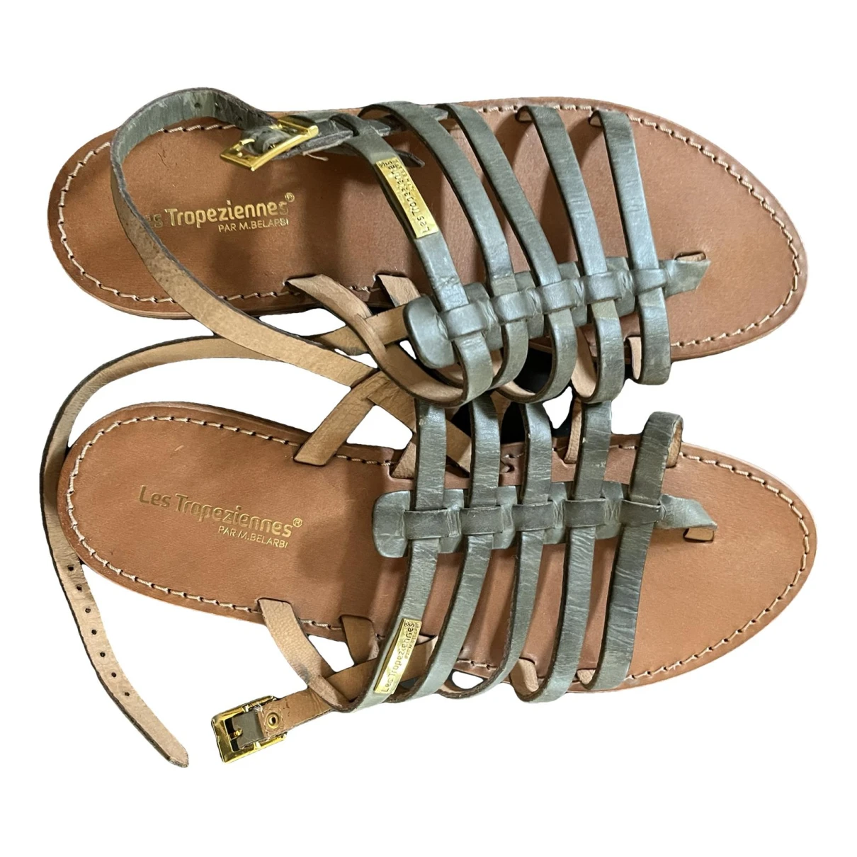 Pre-owned Les Tropeziennes Leather Sandal In Khaki
