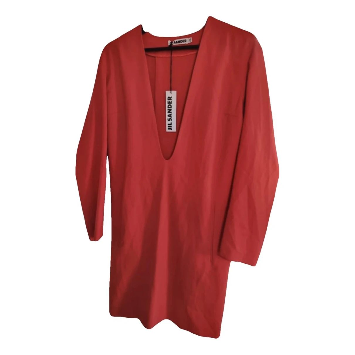 Pre-owned Jil Sander Wool Mid-length Dress In Red