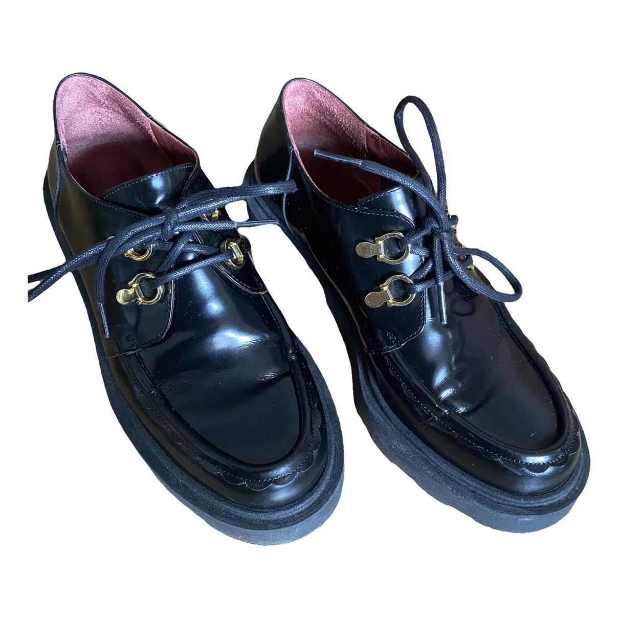 Pre-owned Claudie Pierlot Leather Lace Ups In Black