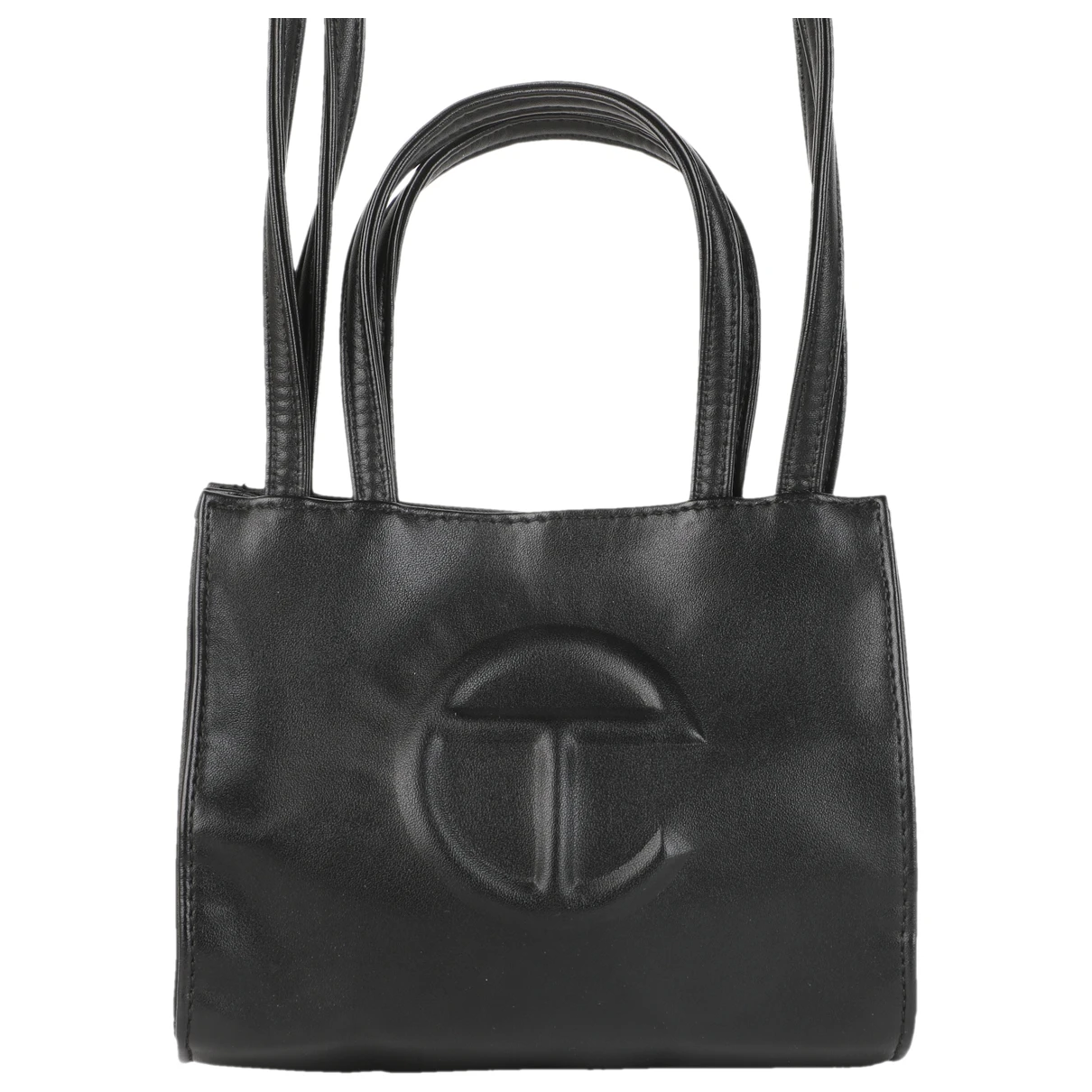 Pre-owned Telfar Small Shopping Bag Vegan Leather Crossbody Bag In Black