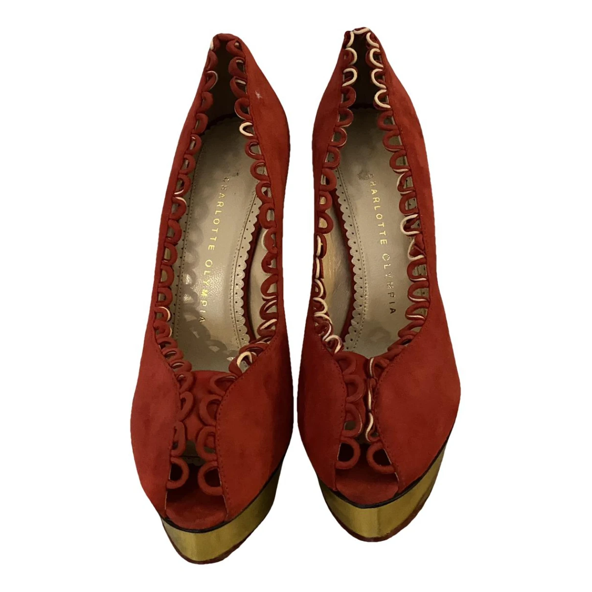 Pre-owned Charlotte Olympia Dolly Heels In Red