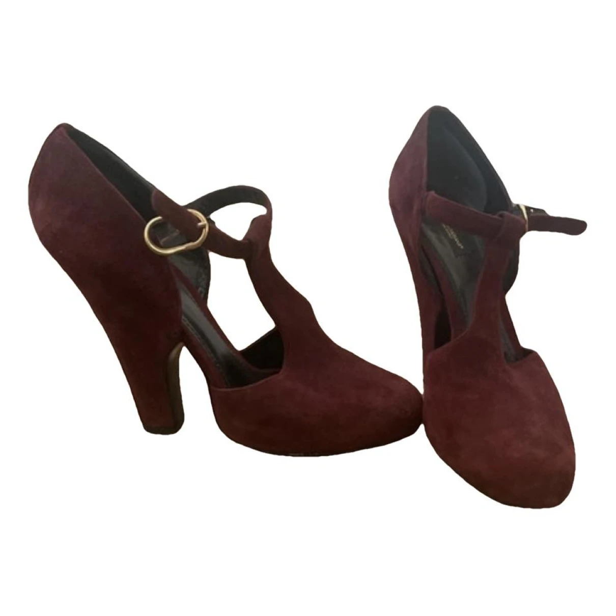 Pre-owned Dolce & Gabbana Mary Jane Leather Heels In Burgundy