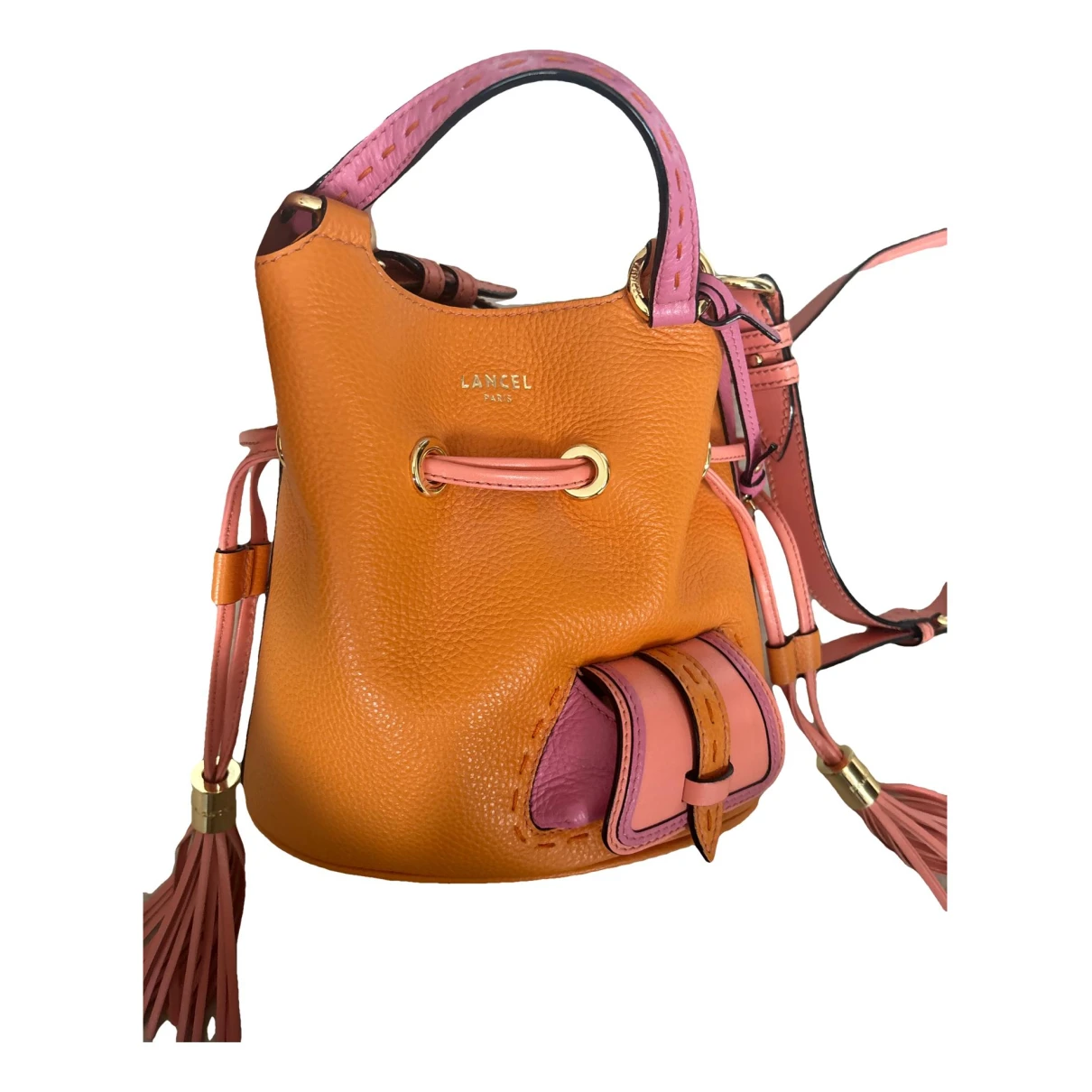 Pre-owned Lancel 1er Flirt Leather Crossbody Bag In Orange