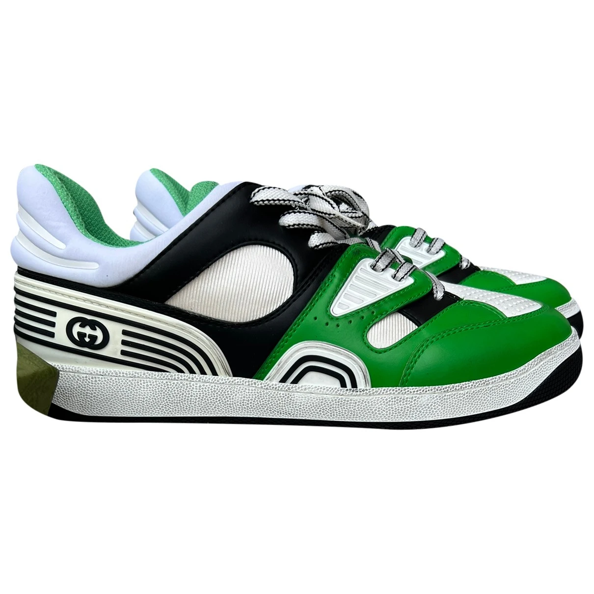 Pre-owned Gucci Leather Low Trainers In Green