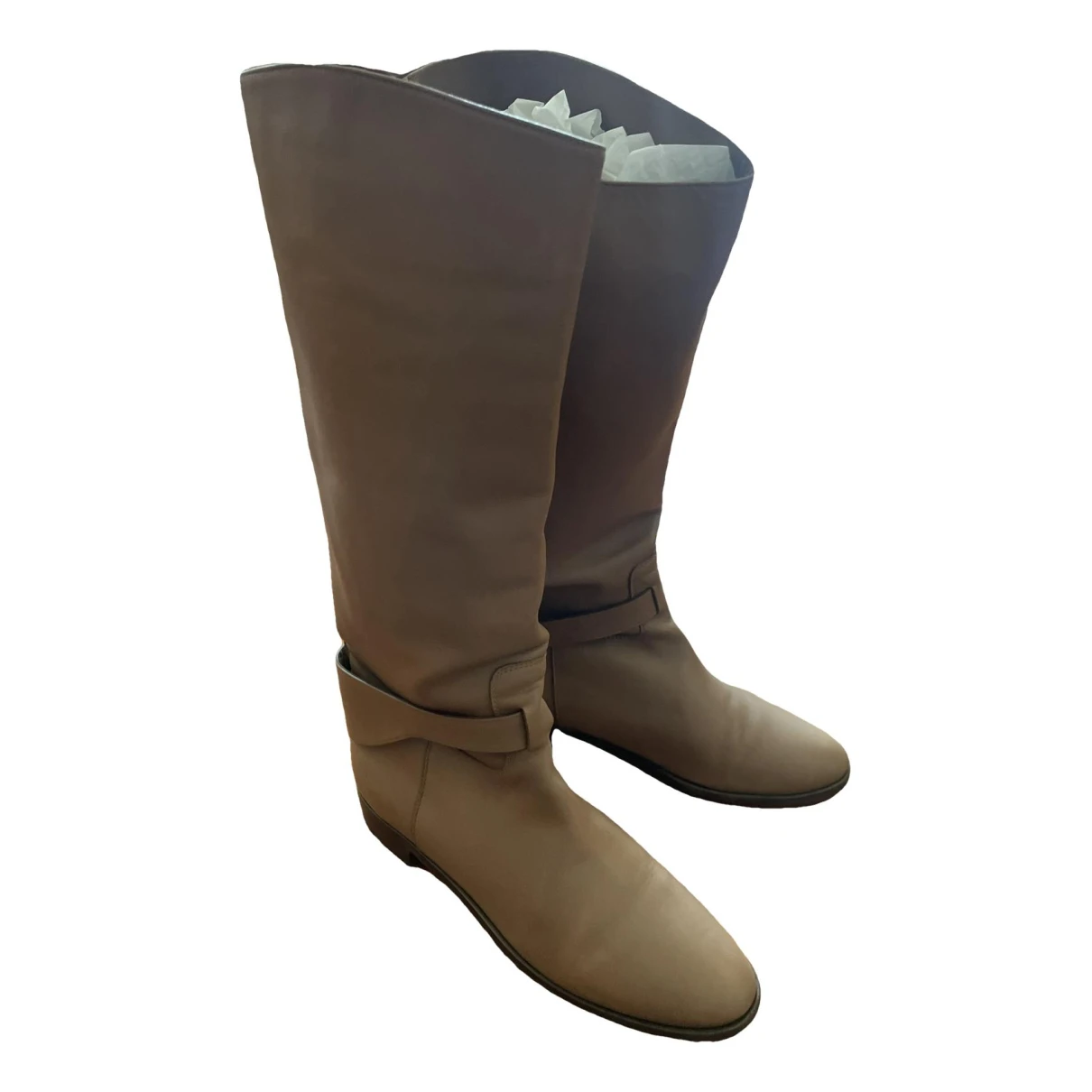 Pre-owned L'autre Chose Leather Riding Boots In Camel