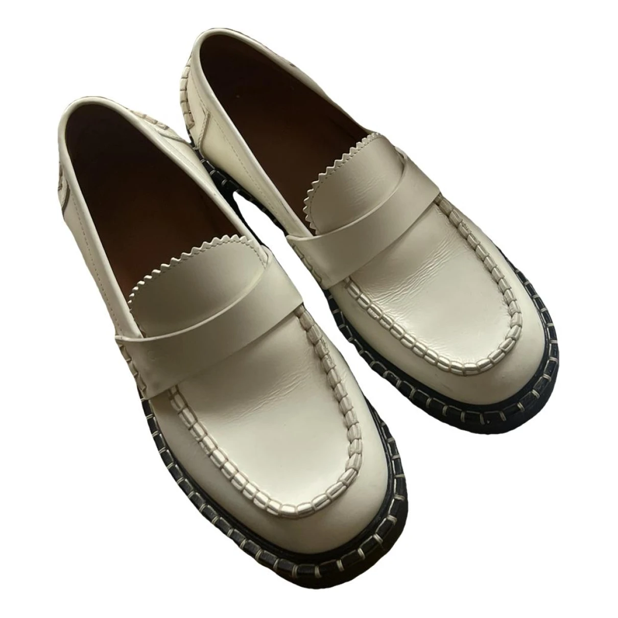 Pre-owned Chloé Noua Leather Flats In White