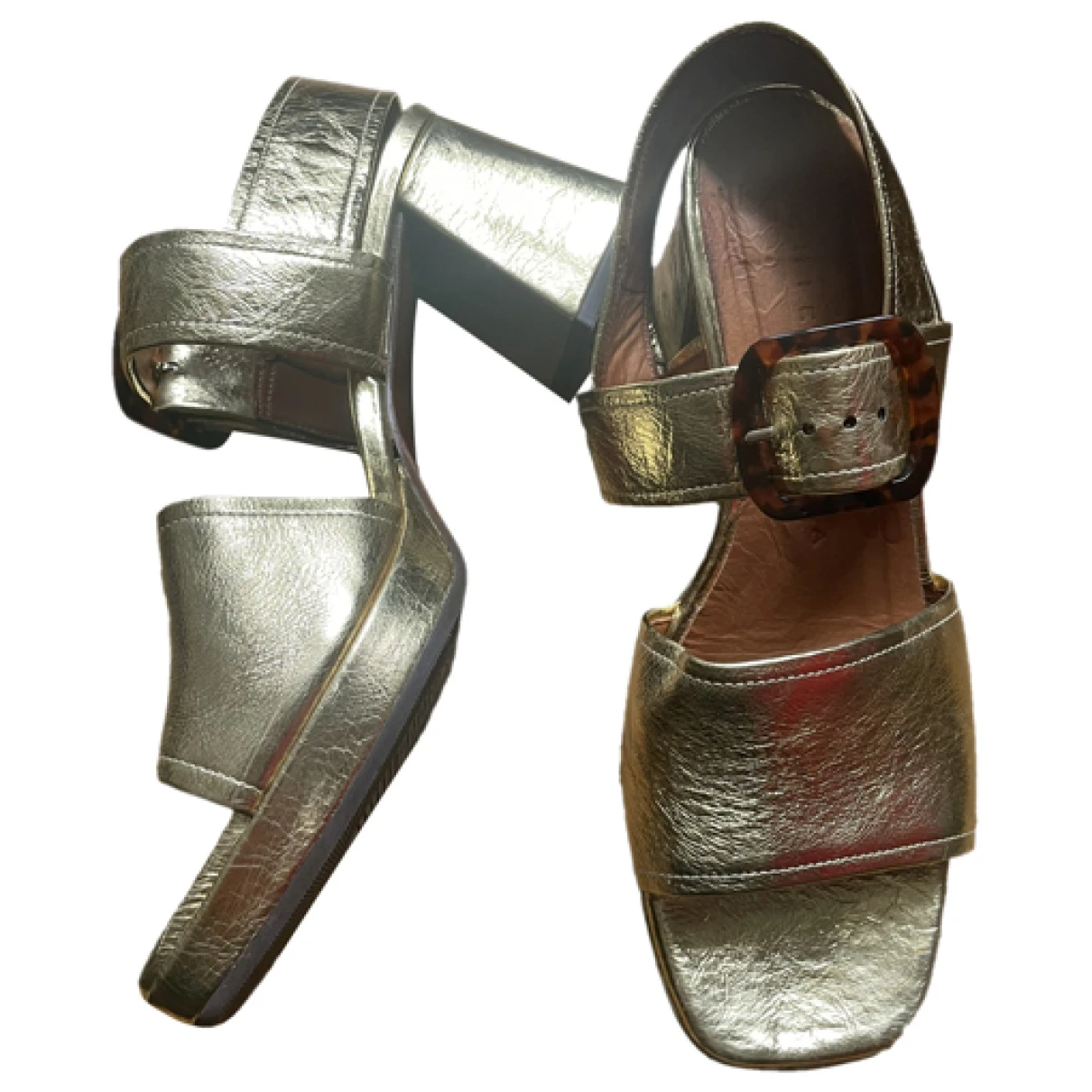 Pre-owned Chie Mihara Leather Sandals In Gold