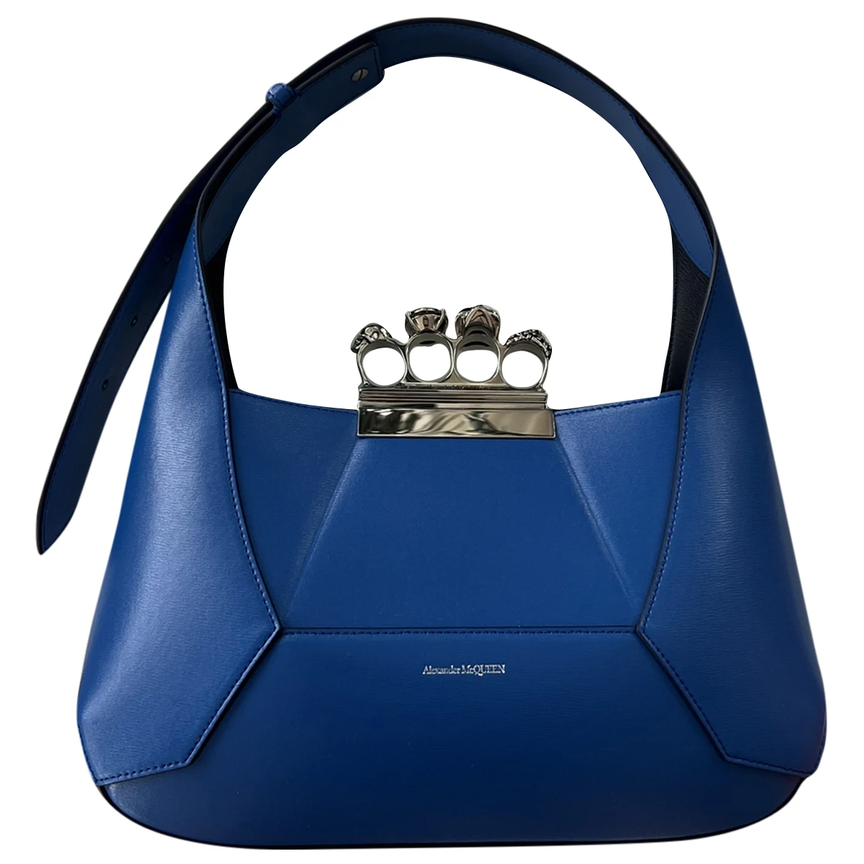 Pre-owned Alexander Mcqueen Knuckle Leather Handbag In Blue