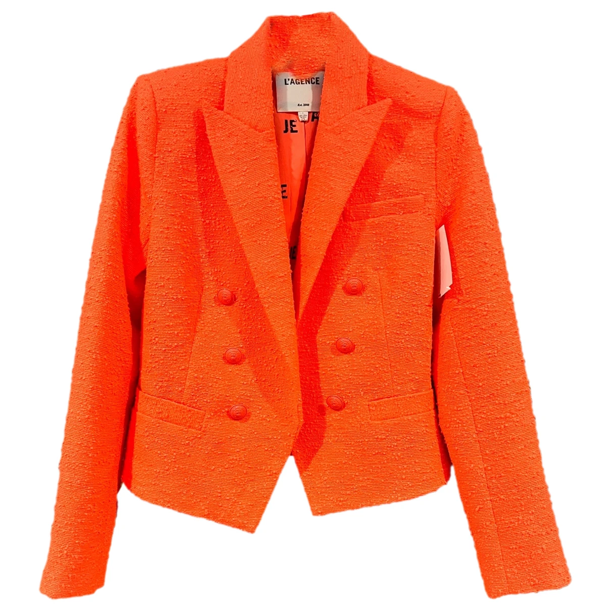 Pre-owned L Agence Tweed Blazer In Orange