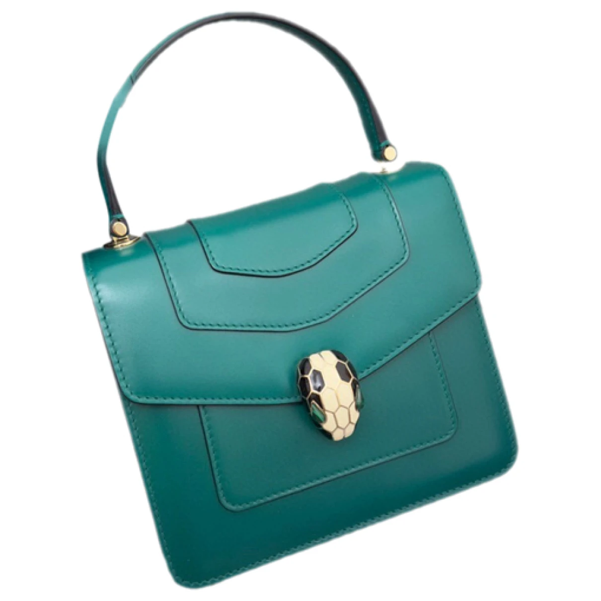 Pre-owned Bvlgari Serpenti Leather Handbag In Green