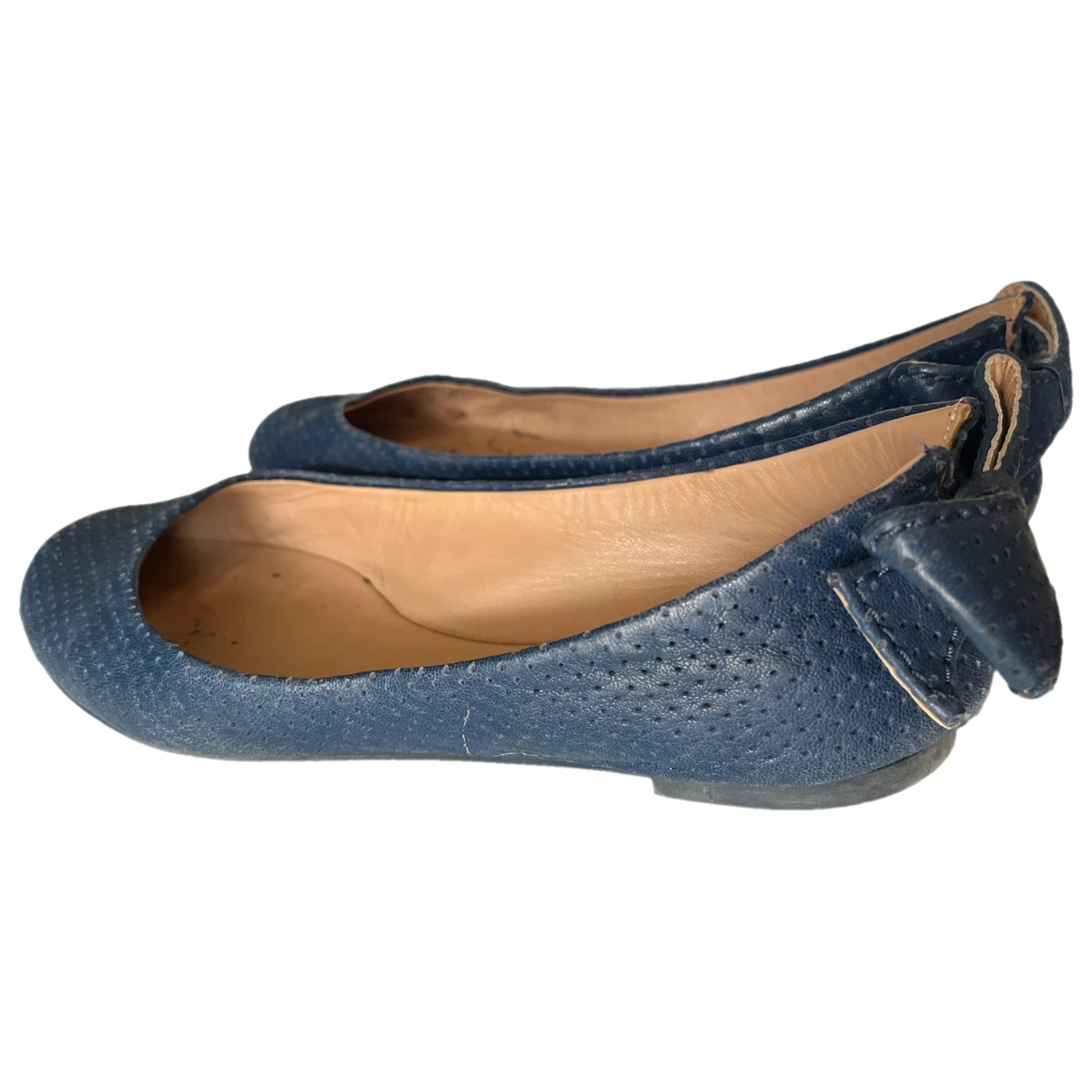 Pre-owned See By Chloé Leather Ballet Flats In Blue