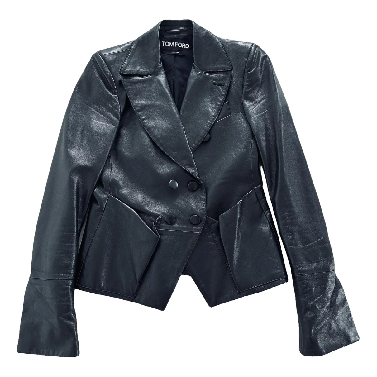 Pre-owned Tom Ford Leather Blazer In Black