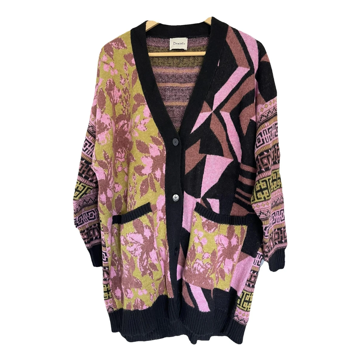 Pre-owned Dixie Wool Cardi Coat In Multicolour