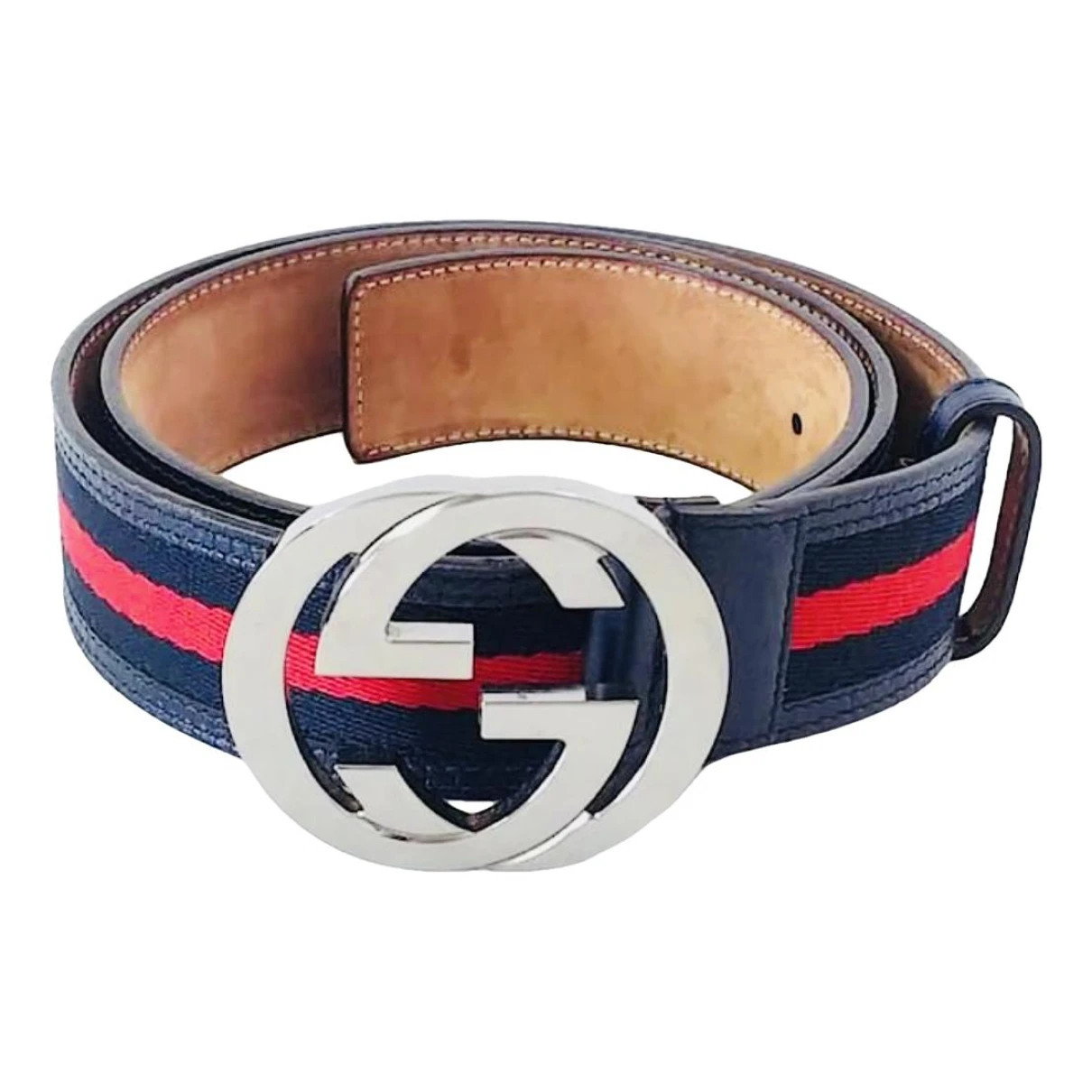 Pre-owned Gucci Interlocking Buckle Leather Belt In Multicolour