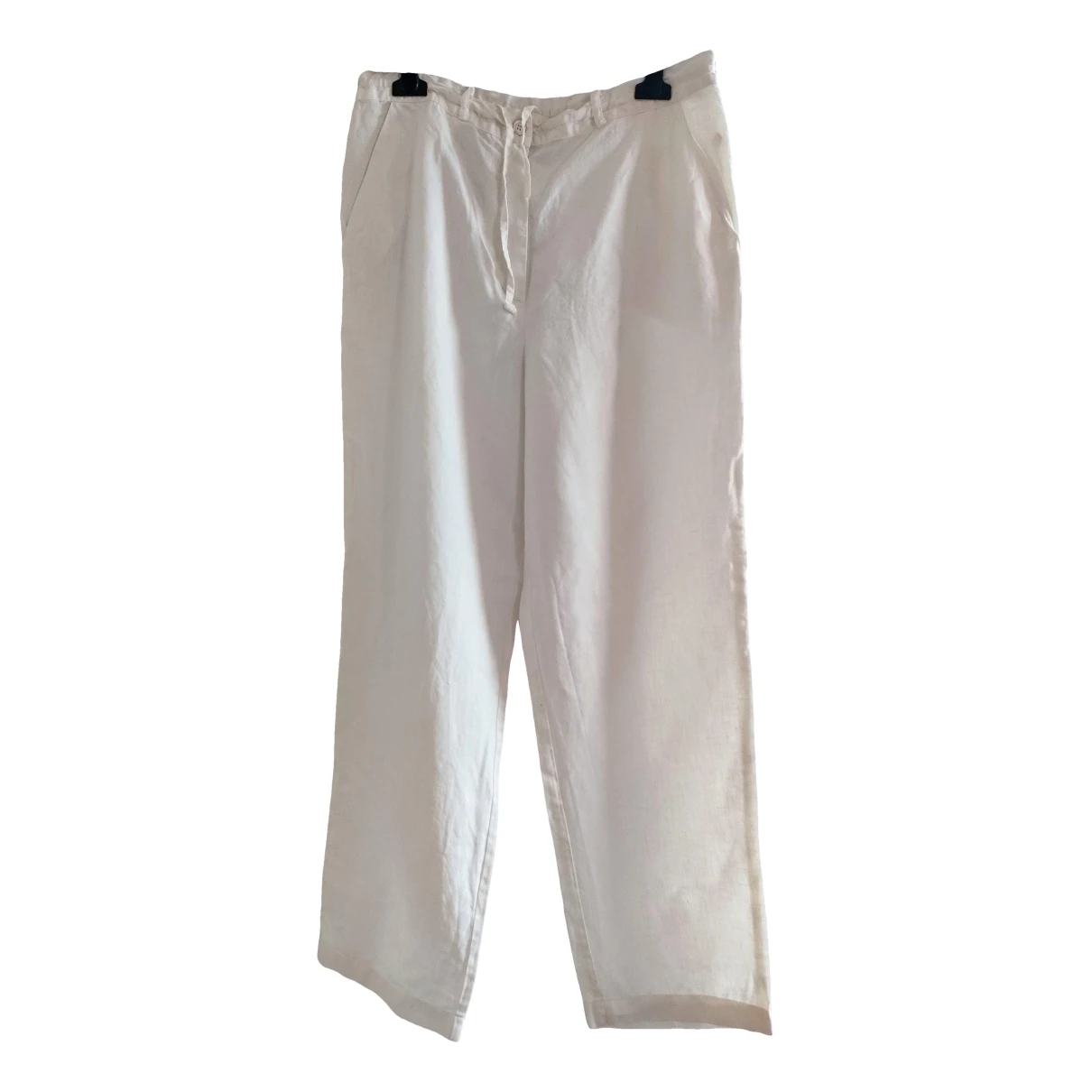 Pre-owned Max Mara Linen Large Pants In White