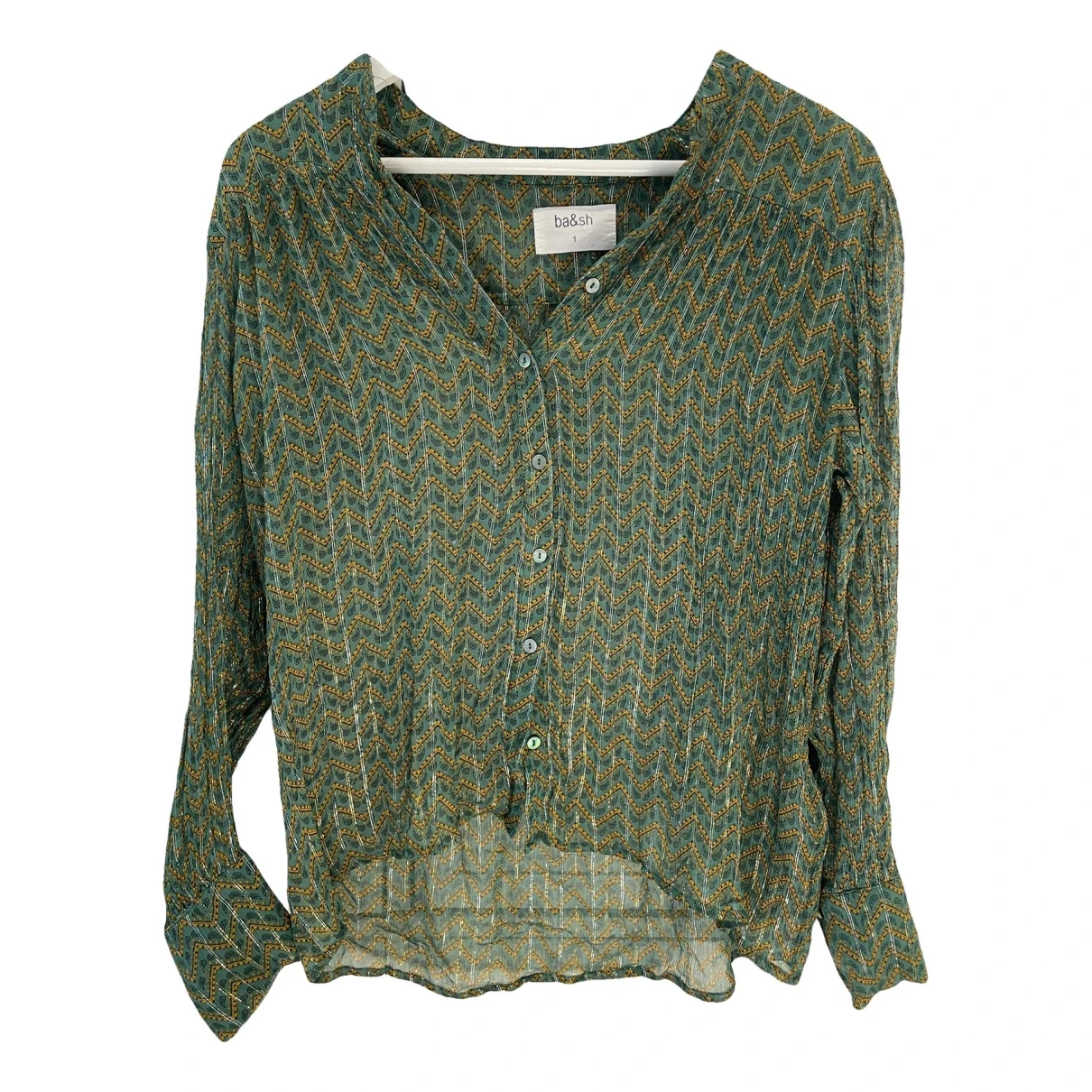Pre-owned Ba&sh Spring Summer 2021 Silk Blouse In Green