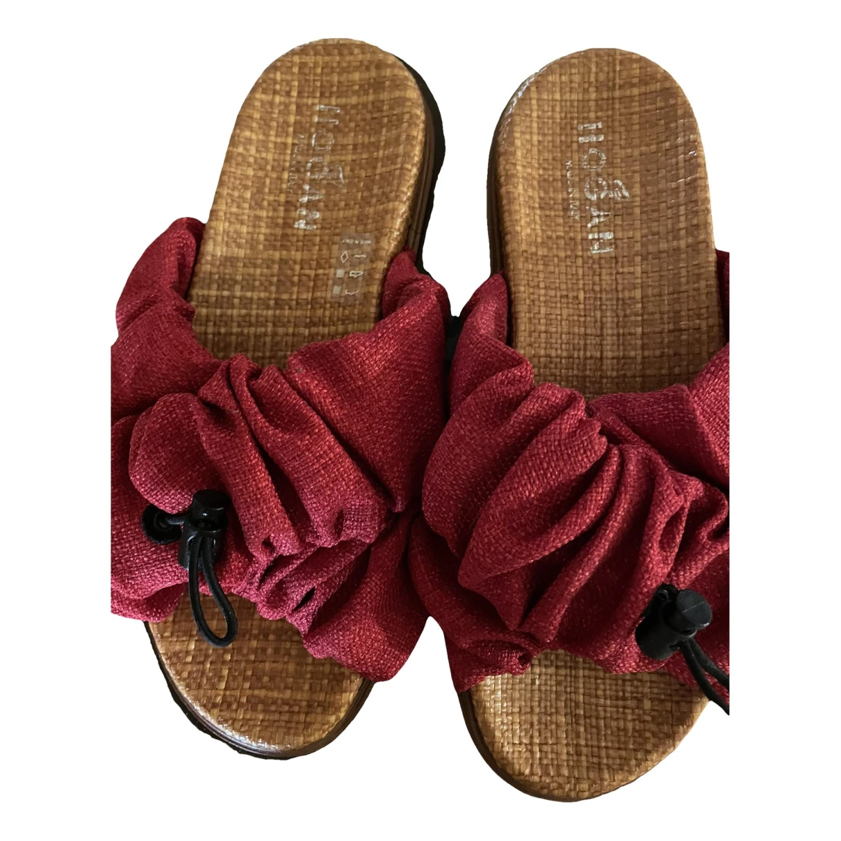 Pre-owned Hogan Cloth Mules In Red