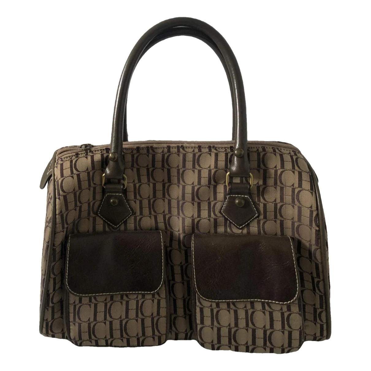 Pre-owned Carolina Herrera Cloth Handbag In Brown