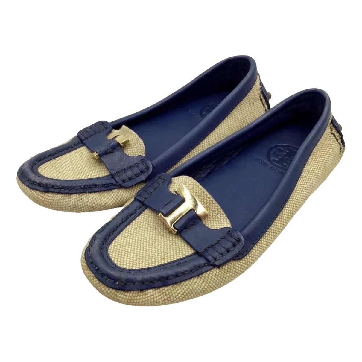 Pre-owned Tory Burch Leather Flats In Blue