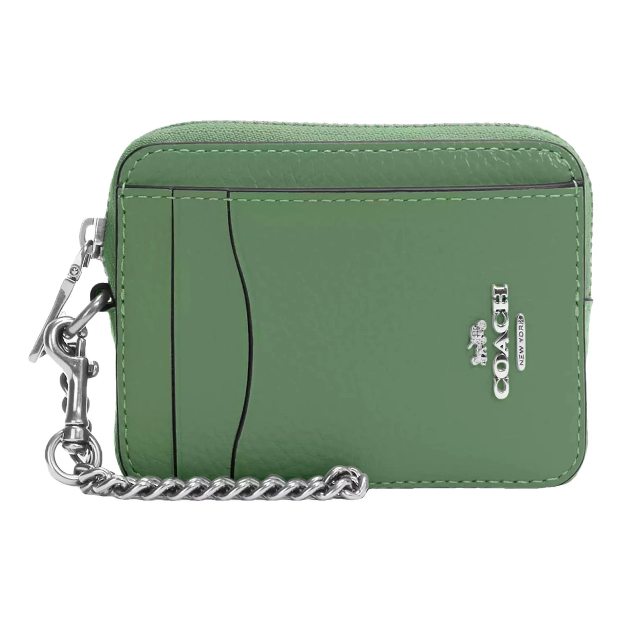 Pre-owned Coach Leather Card Wallet In Green