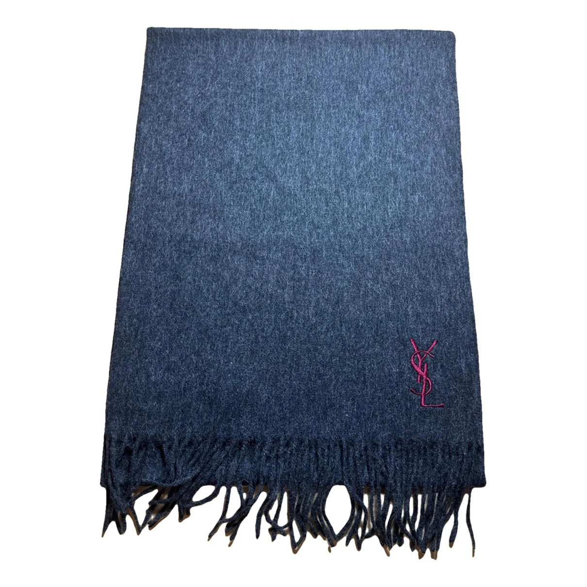 Pre-owned Saint Laurent Wool Scarf & Pocket Square In Anthracite