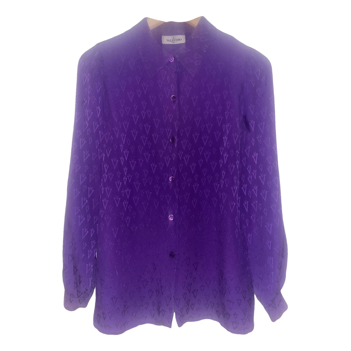 Pre-owned Valentino Vlogo Silk Blouse In Purple