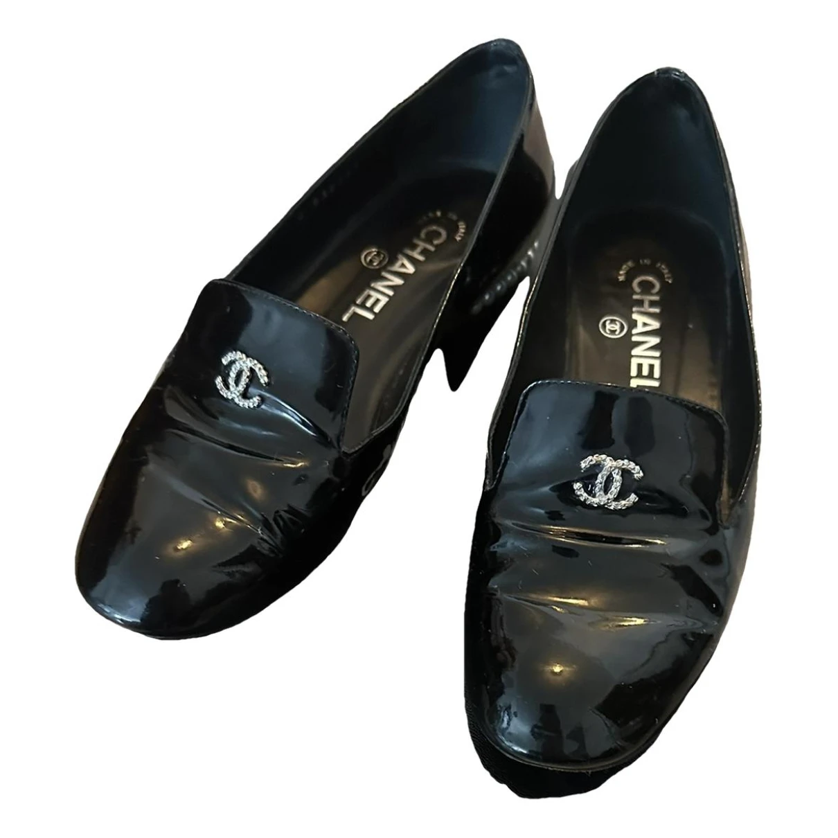 Pre-owned Chanel Patent Leather Mules & Clogs In Black