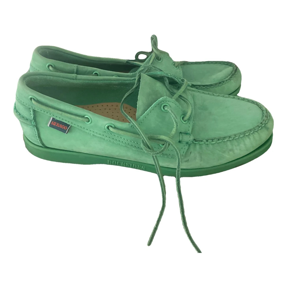 Pre-owned Sebago Leather Lace Ups In Green