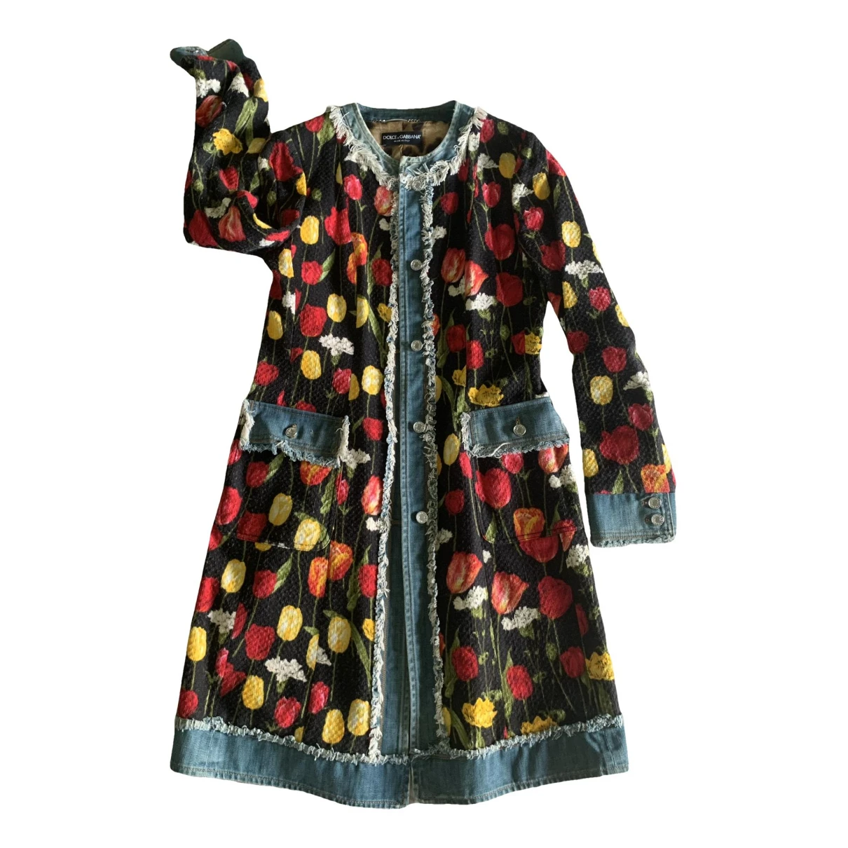 Pre-owned Dolce & Gabbana Tweed Coat In Multicolour