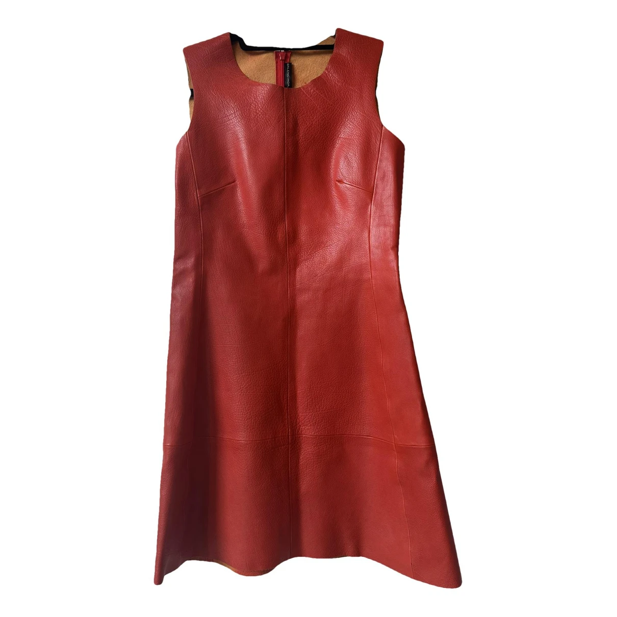 Pre-owned Balenciaga Leather Mini Dress In Red