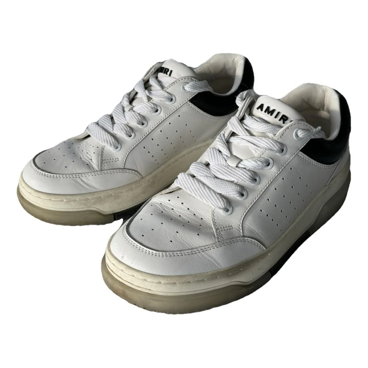 Pre-owned Amiri Leather Low Trainers In White