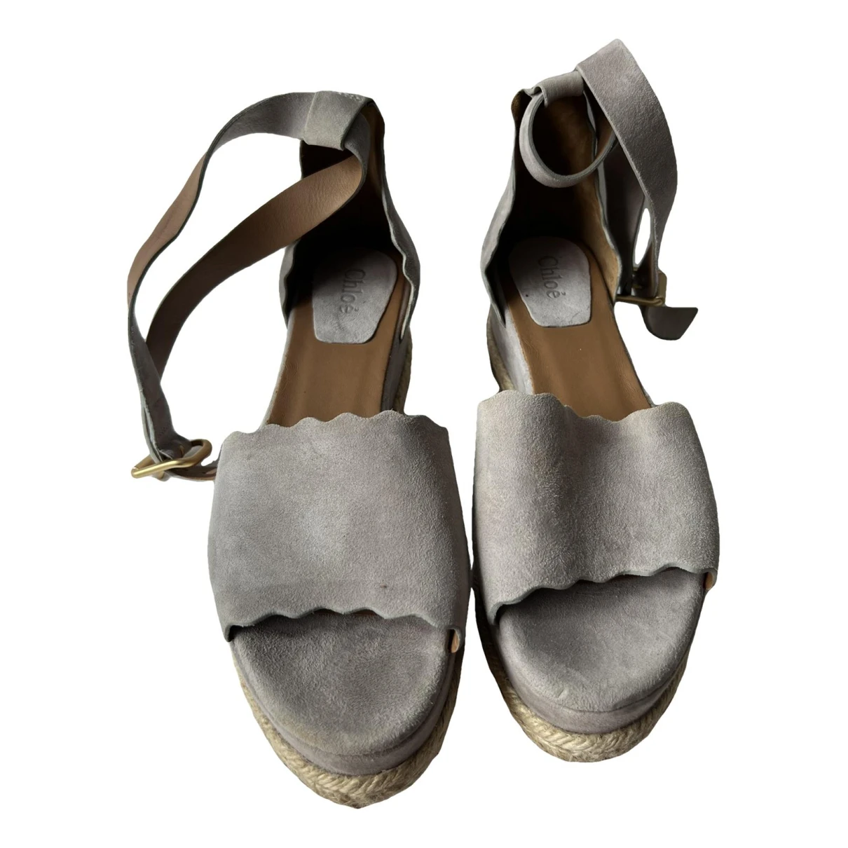 Pre-owned Chloé Flats In Grey