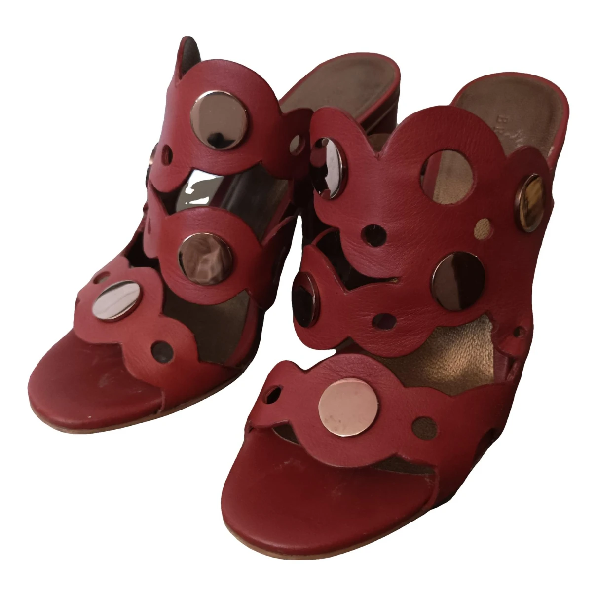Pre-owned Bruno Premi Leather Sandals In Red