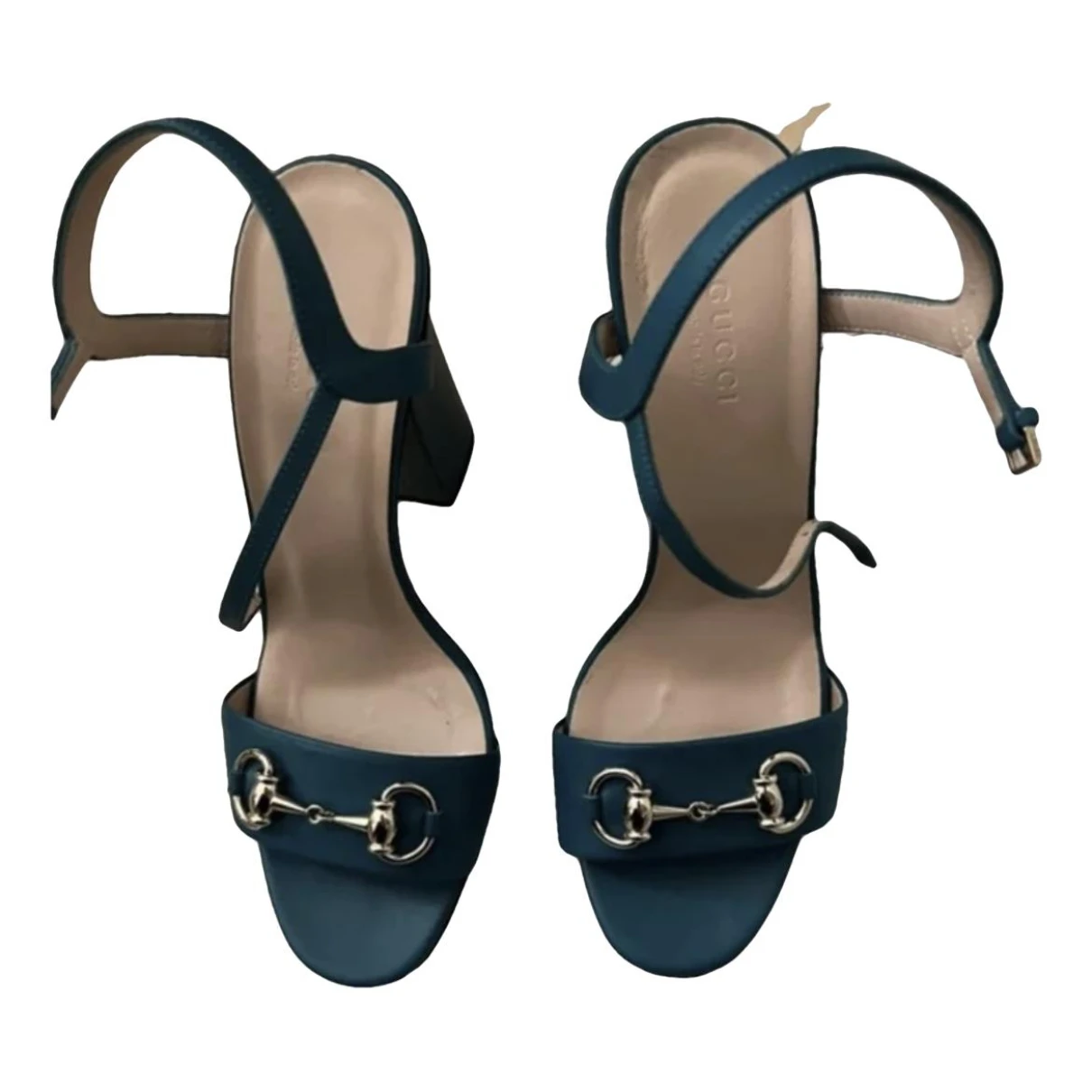 Pre-owned Gucci Leather Sandals In Turquoise