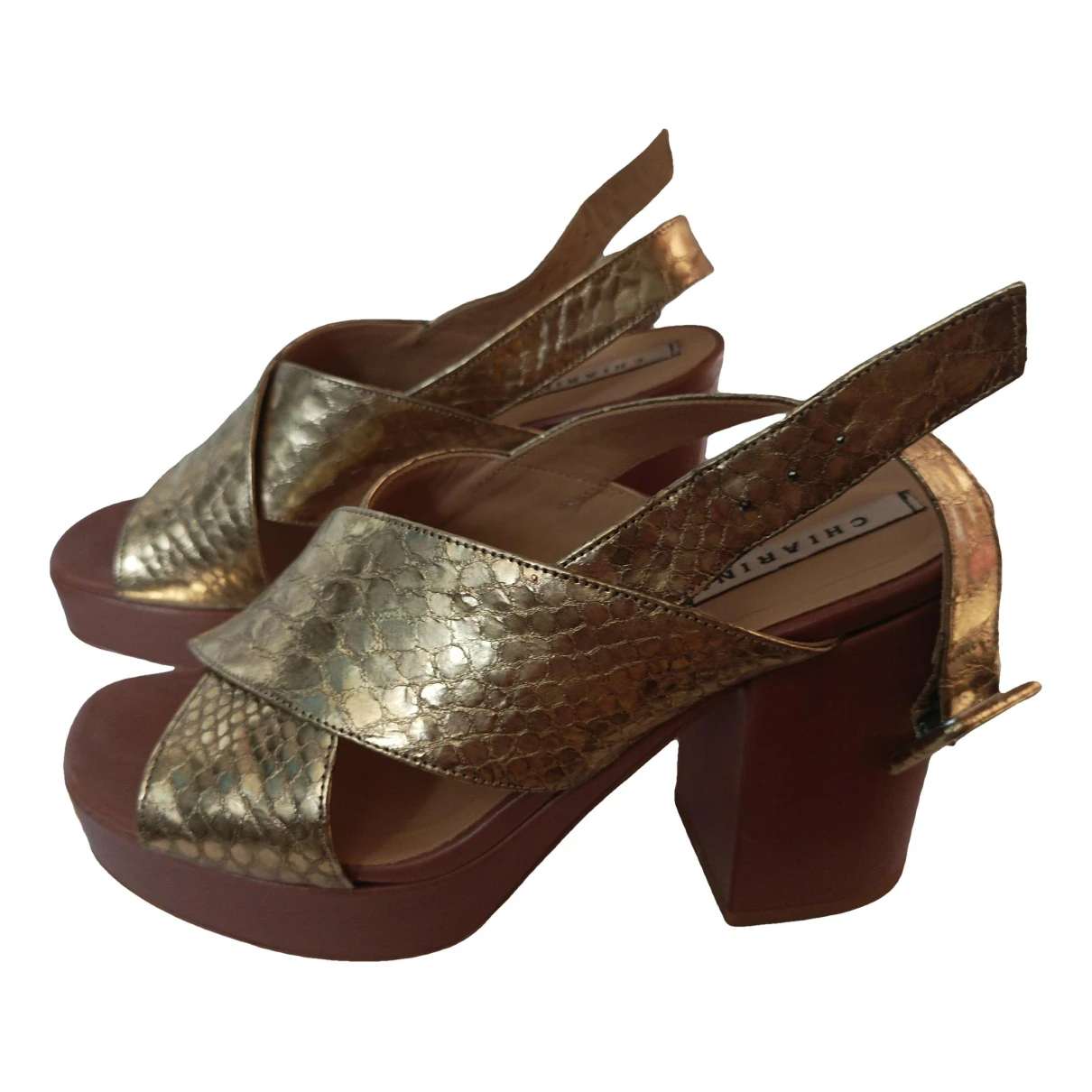 Pre-owned Chiarini Bologna Leather Mules & Clogs In Gold