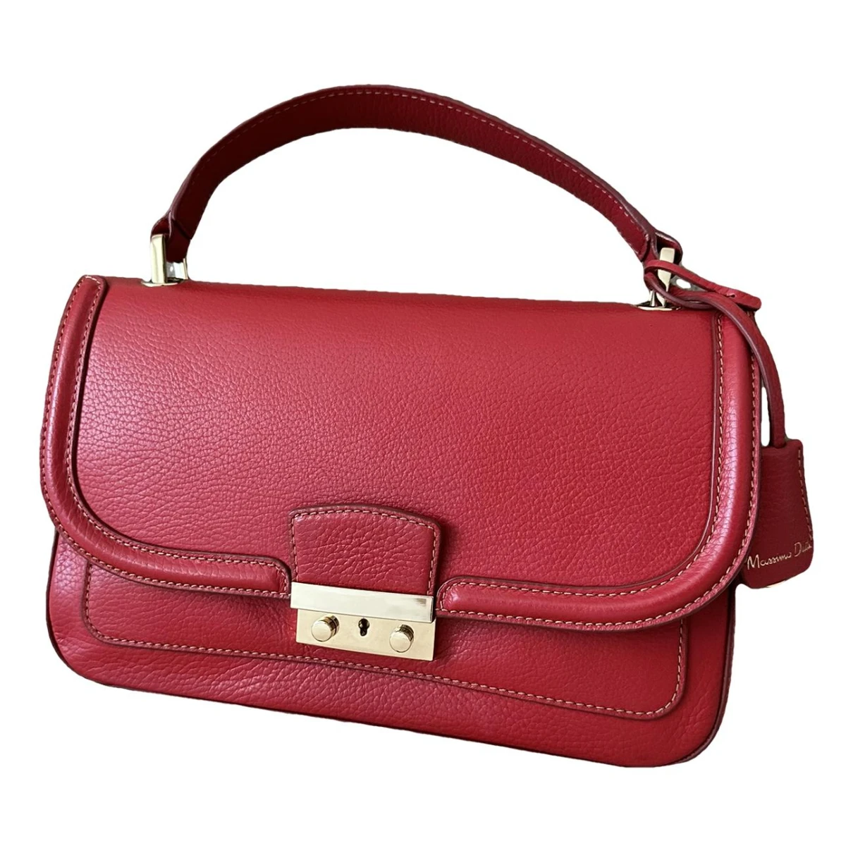 Pre-owned Massimo Dutti Leather Handbag In Red
