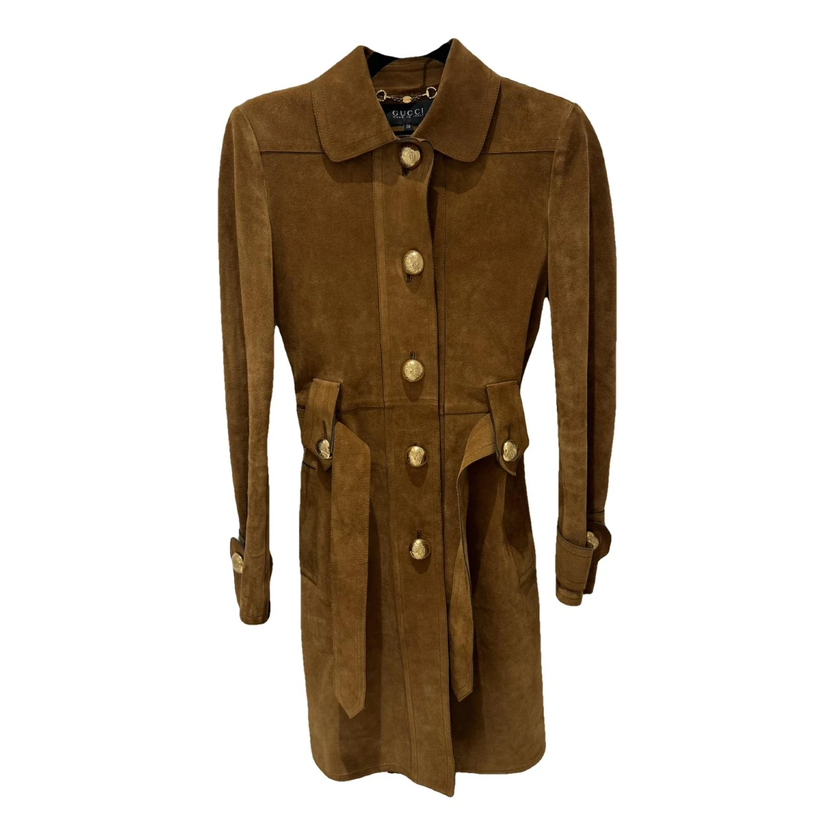Pre-owned Gucci Leather Coat In Camel