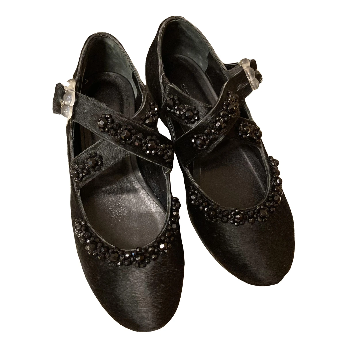 Pre-owned Simone Rocha Leather Flats In Black